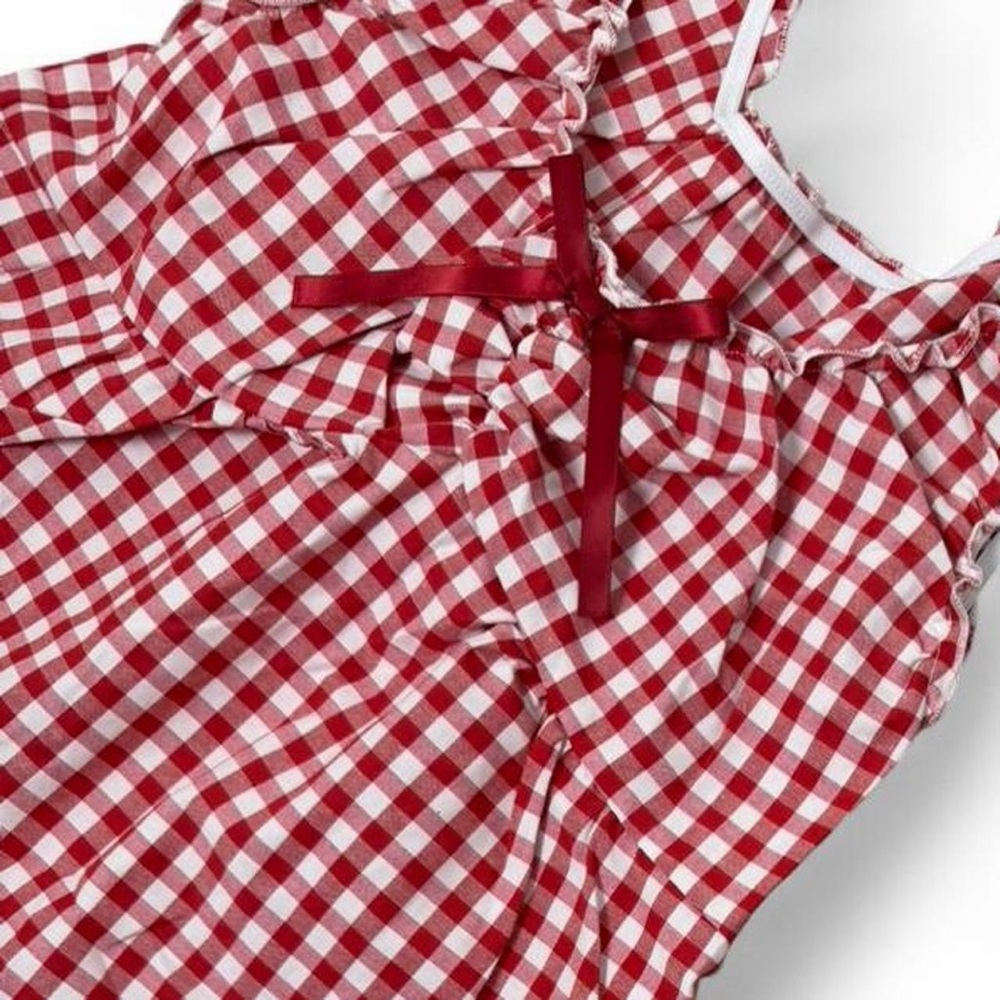 Brandy Melville Red White Gingham Ruffle Tank Top - Picture 3 of 7
